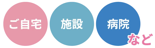 訪問場所はご自宅、施設、病院などお気軽にご相談ください